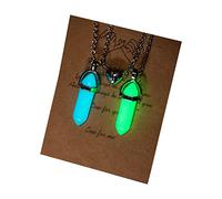 Shntig 2 Unids/set Collar Luminoso en Forma de Colgante Hexagonal Collar Imán con de Corazón a Juego Joyería Brillante Imán Collares de Corazón para Parejas