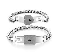 Shntig 2X / Set Pareja Pulseras Amante de Candado de Corazón para Pulsera de Llave con Cerradura para Brazalete de Llave Decoración de Joyería Regalo para H Conjuntos de Aretes para Mujer
