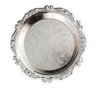 Shntig Bandeja artística de hierro para servir fabricada como soporte para tartas o plato de frutas con patrón floral retro y base estable en relieve