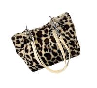 Shntig Bolso de hombro de felpa con estampado de leopardo único, cómodo bolso que ofrece estilos y funcionalidad para personas a, bolso de gran capacidad