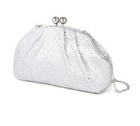 Shntig Bolso de mano contemporáneo de metal, bolso de noche con correa de cadena, varios accesorios de boda, bolsa de noche, Silver