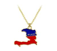 Shntig Collar con colgante artístico de geografía de Haití, joyería distintiva de inspiración cultural para eventos diarios o especiales, collar con colgante de mapa de Haití