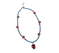 Shntig Collar de cuentas de moda con dije de fresa, divertido y vibrante, accesorio de moda, colgante, cadena para el cuello, joyería, regalo temático para festivales