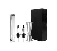 Shntig Complete Bartenders Essential 304 - Accesorios de acero inoxidable 304 que incluyen pinzas para hielo y boquillas de vertido y taza medidora de 500 ml para cócteles