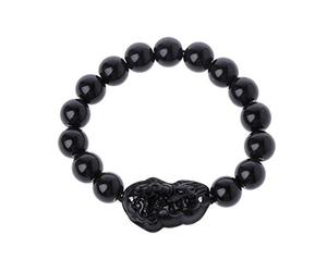 Shntig Cuenta con pulsera de amuleto Feng Shui Obsidiana negra La riqueza atrae buena suerte para restaurantes de hoteles para kit de fabricación de joyas