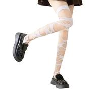 Shntig de rejilla Calcetines hasta muslo desgastados Irregulares Andrajosos Sobre la rodilla Andrajosos hasta muslo