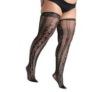 Shntig de silicona con agarre transparentes con elegantes detalles de encaje para mujer de rejilla estampadas hasta muslo con banda de silicona antideslizantes