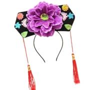 Shntig Diadema étnica con borlas de flores, sombrero de princesa para actuaciones en escenario, diadema china de recreación histórica