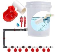 Shntig Juego de 1 taza de PVC para aves de corral con mecanismo flotante y tecnología antiderrames, estructura de riego de ganado
