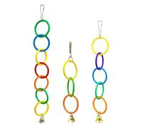 Shntig Juguete interactivo para masticar campanas, diseño de anillos coloridos para montaje de jaula y mantenimiento de picos, loros con anillos