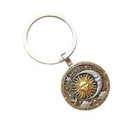 Shntig Llavero con diseño vintage de aleación Zn de Star Mooned y Sun God para uso decorativo, bolsa, mochila, decoración