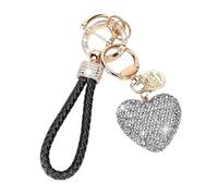 Shntig Llavero de corazón de con diamantes de imitación brillantes, llavero elegante, colgante elegante para estuche de auriculares y monederos, regalo para pareja