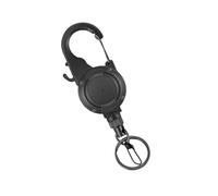 Shntig Llavero retráctil para insignias con cordón retráctil de acero de 25.6 pulgadas, herramienta de llavero de cuerda de alambre de acero, soporte de hebilla telescópica, Negro, Talla única