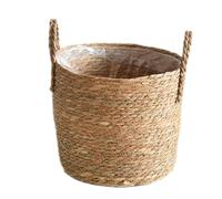 Shntig Macetas Tejidas para Flores, mesas de Paja para Exteriores, Bolsa de Paja, Cesta Tejida a Mano para Plantas, contenedor Interior/Exterior para hogar