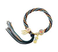 Shntig Pulsera de la suerte inspirada en tibetano tejida a mano para mujer con coloridos patrones de reencarnación y diseños únicos Accesorios de