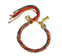 Shntig Pulsera de la suerte inspirada en tibetano tejida a mano para mujer con coloridos patrones de reencarnación y diseños únicos Accesorios de