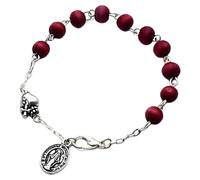 Shntig Pulseras de rosario religioso, cadena de rosarios con cruz católica, meditaciones de madera, regalo de oración para mujer, regalo de joyería, rosario para mujer
