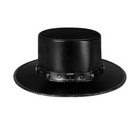 Shntig Sombrero de Doctor de la peste Steampunk, plana negra de PU para Halloween, accesorios para disfraz, suministros para fiesta de disfraces