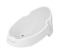 Shnuggle Soporte de baño para recién nacido, asiento ergonómico suave al tacto, base ligera antideslizante, higiénico y compacto, perfecto para bebés de hasta 6 meses/9 kg, blanco y gris