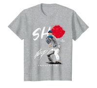 SHO Hinomaru Japanese Flag Shohei Ohtani Los Angeles MLBPA Camiseta, Niños, Gris Jaspeado, 8 años