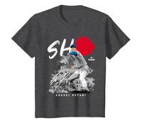 SHO Hinomaru Japanese Flag Shohei Ohtani Los Angeles MLBPA Camiseta, Niños, Jaspeado Oscuro, 6 años