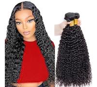 Shoaiye Extensiones de cabello humano ondulado en agua, mechones de pelo humano sin procesar, extensiones de tejido humano Remy, doble trama, color negro natural, 71,12 cm, 81,28 cm, 81,28 cm