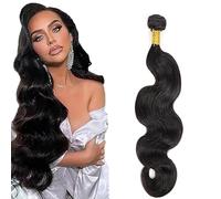 Shoaiye Extensiones de cabello humano ondulado, extensiones de pelo humano sin procesar, extensiones de tejido humano Remy de doble trama, color #1B, negro natural, 50 cm