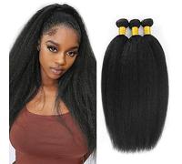 Shoaiye Extensiones de cabello humano Yaki de pelo humano sin procesar Remy real extensiones de tejido humano doble color #1B negro natural 22 24 26 pulgadas