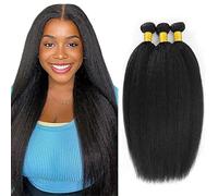 Shoaiye Extensiones de cabello humano Yaki pelo humano mechones de pelo sin procesar Remy extensiones de pelo real doble trama humana tejido natural negro 66 71 cm