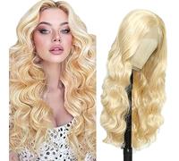 Shoaiye Peluca de pelo humano con encaje frontal de 13 x 4 cm, para mujer, Body Wave Human, Wig Wear and Go Glueless Remy Pre Plucked Natural Hairline 150% Density #613, color rubio para mujer de 18