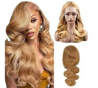 Shoaiye Peluca de pelo humano con encaje frontal de 13 x 6 cm, para mujer, Body Wave Human, Wig Wear and Go Glueless Remy Pre Plucked Natural Hairline 150% Density Honey Blonde Color para Mujer 22