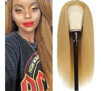 Shoaiye Wear and Go Peluca sin pegamento Yaki Straight Humano Hair Wig 13x4 HD Encaje Frontal Peluca de Pelo Humano sin Glueless para Mujer Pelucas Color Rubio 22 Pulgadas para Mujer