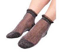 SHOBDW Calcetines De Mujer Calcetines De Mujer Purpurina Sedosa Pura Medias Cortas Transparentes Calcetines De Tobillo Transpirables,Negro