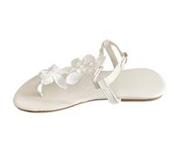 Shobdw Chanclas Mujer Cabeza Redonda Color Sólido Clip Toe Flor Señora Viento Hebilla Plana Ocio Playa Sandalias De Tamaño Sandalia Dorada 41 Verano Vestir Deportivas Planas Marca Zapatos Talla Blanco