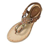 SHOBDW Chanclas Mujer Para Playa Y Piscina Sandalias De Cuña Bohemias Con Cuentas Punta Redonda Elegantes Huaraches Vestir Comodas Verano Talla 35 Zapatos Barefoot Atadas Al Pie Tobillo 41 Tiras
