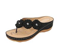 Shobdw Chanclas Mujer Sandalias Adulto Zapatos Casuales Espesas Outdoor Leisure Sandals Pantuflas Verano Mujer Hawaiana 39 De Piscina Ortopedicas Sandalias Para Playa Dedo Atadas Al Tobillo Tela Negro