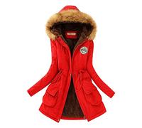 SHOBDW Invierno Mujeres Moda Informal más Gruesa Slim sólido Abajo Chaqueta Abrigo (Rojo, M)