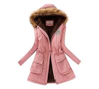 SHOBDW Invierno Mujeres Moda Informal más Gruesa Slim sólido Abajo Chaqueta Abrigo (Rosado, L)