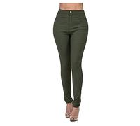 SHOBDW Liquidación Venta Pantalon Mujer Cintura Alta Clásico Vaqueros Jeans Pantalón Ajustado Denim Pantalones Elásticos con Bolsillos 2022 Nuevo(Verde,XXL)