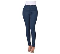 SHOBDW Liquidación Venta Pantalon Mujer Cintura Alta Clásico Vaqueros Jeans Pantalón Ajustado Denim Pantalones Elásticos con Bolsillos 2022 Nuevo(Azul,S)