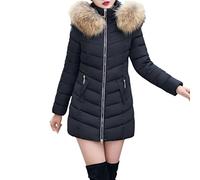 SHOBDW Moda Invierno Mujer Chaqueta Largo Grueso Caliente Abrigo Abrigo Delgado (Negro, EU XS=Tamaño S)
