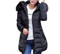 SHOBDW Moda Mujeres de Invierno Chaqueta Larga Abrigo de algodón Caliente Slim Trench Parka Ropa L-4XL (Negro, XXXXL)