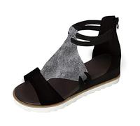 SHOBDW Mujer Sandalias Comodas Y Elegantes Correa De Tobillo Foreign Toe Fish Roman Trade Shoes Women'S Sandals Heel Open Plantilla Extraible Anchas For Women Zapatos 43 Pie Cavo Zapatillas Negro 42