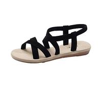 SHOBDW Mujer Sandalias Comodas Y Elegantes Correa De Tobillo Verano Gladiators Beach Flat Casual Joya 38 Esparto Calzado Fascitis Plantar Con Cuña Trekking Ladies Sandals Zapatos Sport Goma Negro 39