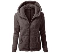 SHOBDW Mujeres de Invierno de Lana cálida Cremallera Abrigo con Capucha suéter Abrigo de algodón Outwear (Café, M)