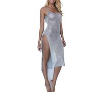 SHOBDW Ropa de Mujer Sexi Falda para Cubrir el Bikini para Mujer Falda Larga de Malla de Punto de Ganchillo para Mujer Traje de baño Transparente de Malla Vestido Hueco para Mujer Túnica-Negro