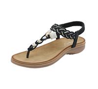 SHOBDW Sandalia Mujer Cómodo Versátil Casual Sandals Cómodos Punta Redonda Beach Resort Zapatos Planos Grandes Elegantes Chanclas Para Antideslizantes Sandalias Verano Talla 23 Planas Deportiva Negro