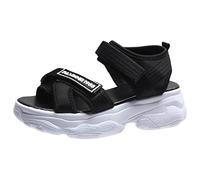 Shobdw Sandalias Deportivas Ortopédicas Para Mujer Con Cierre De Gancho Y Bucle Patrón Rayas Correa Tobillo Poliéster Bajas Talla 42 Cuña Zapatos Elegantes Ortopedicos Zapato Ortopedico Sandalia Negro