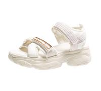 Shobdw Sandalias Deportivas Ortopédicas Para Mujer Con Cierre De Gancho Y Bucle Patrón Rayas Correa Tobillo Poliéster Bajas Talla 42 Cuña Zapatos Elegantes Ortopedicos Zapato Ortopedico Sandalia Beige