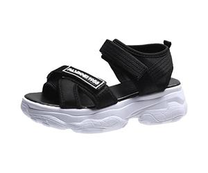 Shobdw Sandalias Deportivas Ortopédicas Para Mujer Con Cierre De Gancho Y Bucle Patrón Rayas Correa Tobillo Poliéster Bajas Talla 42 Cuña Zapatos Elegantes Ortopedicos Zapato Ortopedico Sandalia Negro